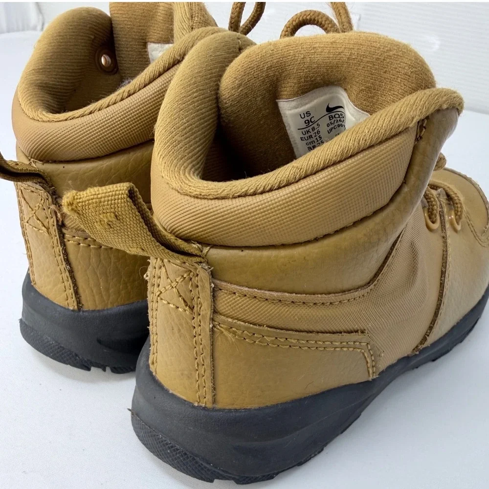 Nike Manoa LTR Kids Boots Wheat Tan Brown High Top Sneakers BQ5374-700 Size 9C